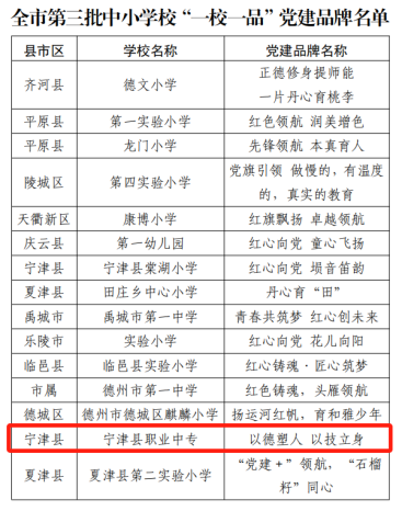  [喜报]我校入选德州市第三批中小学校“一校一品”党建品牌名单